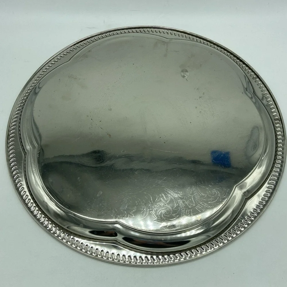 Ornate Silver Plated Tray 13 3/8